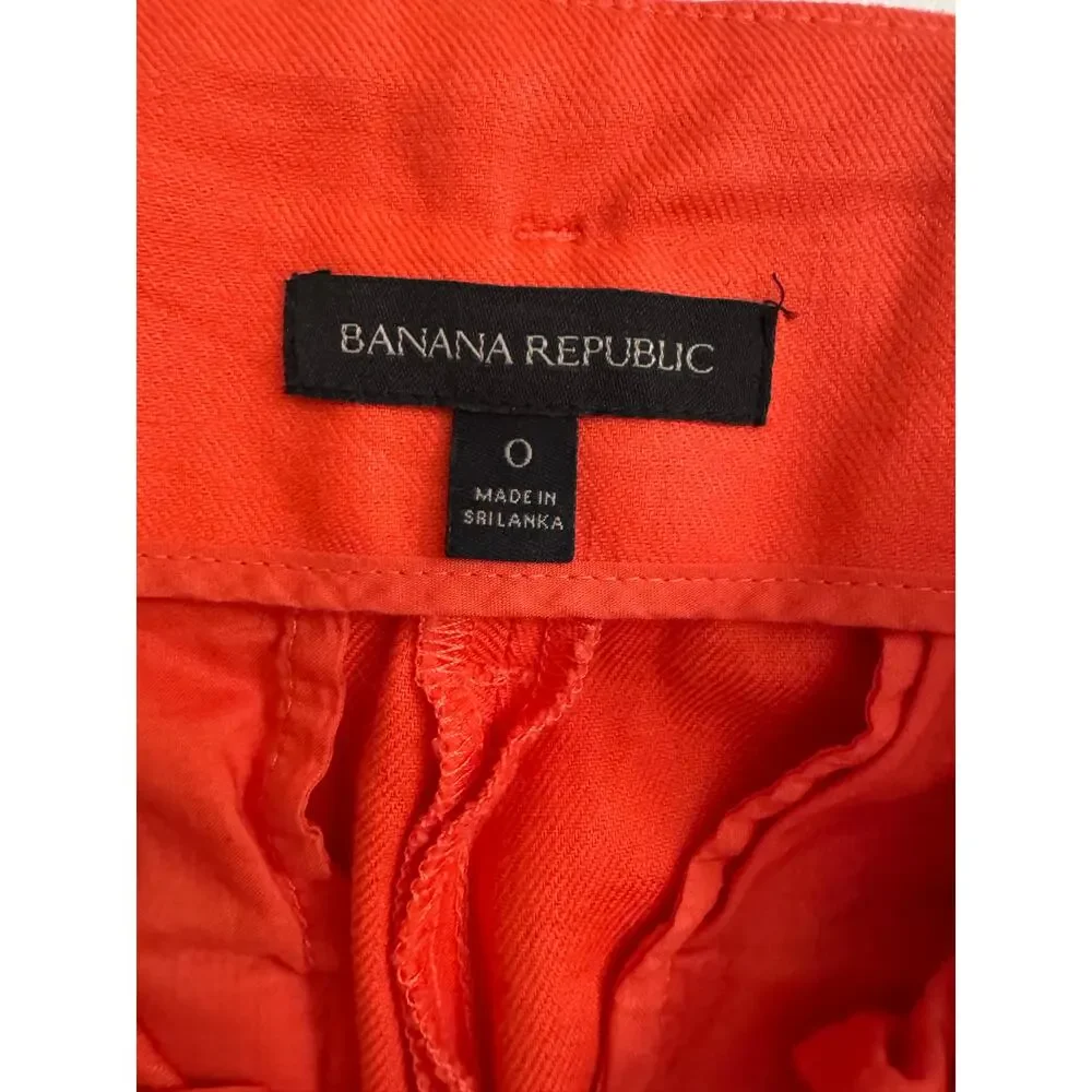 Banana Republic High Waist Paper bag Wide Leg Linen Cotton Pants Orange Size 0
